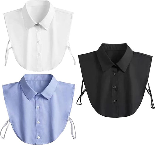 Set of 3 Women's Shirt Collars - Detachable Pointed Collar Basic - Collars for Women - Detachable Women's V1188-MS101-01106-1