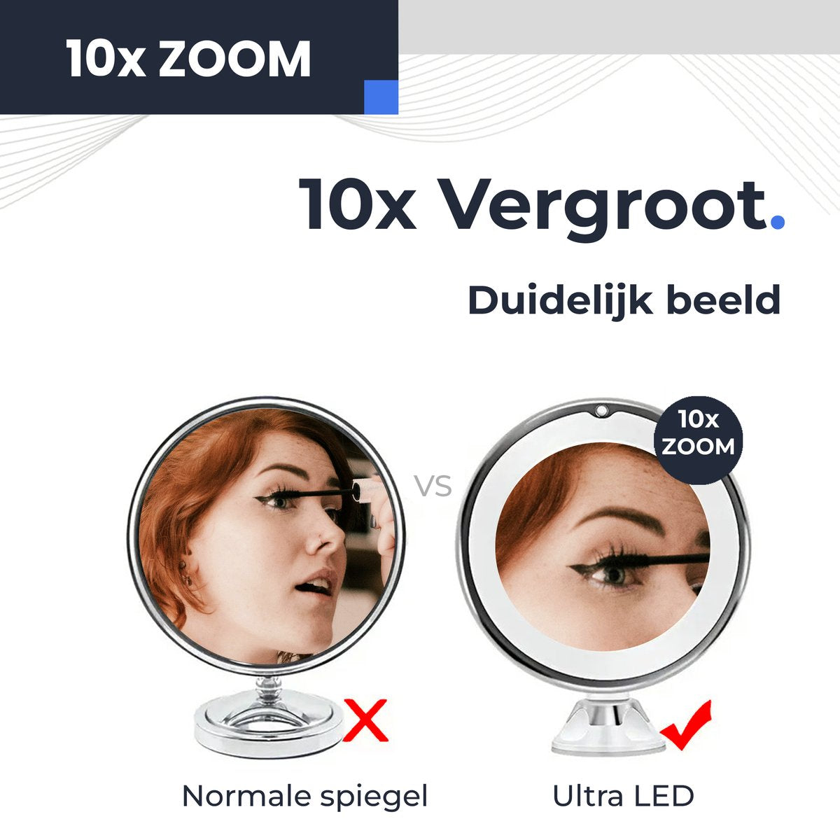 Ultra LED Makeup Mirror with Lighting and 10x Magnification - Shaving Mirror with Suction Cup - 360 degrees V1188-MS101-01108-1
