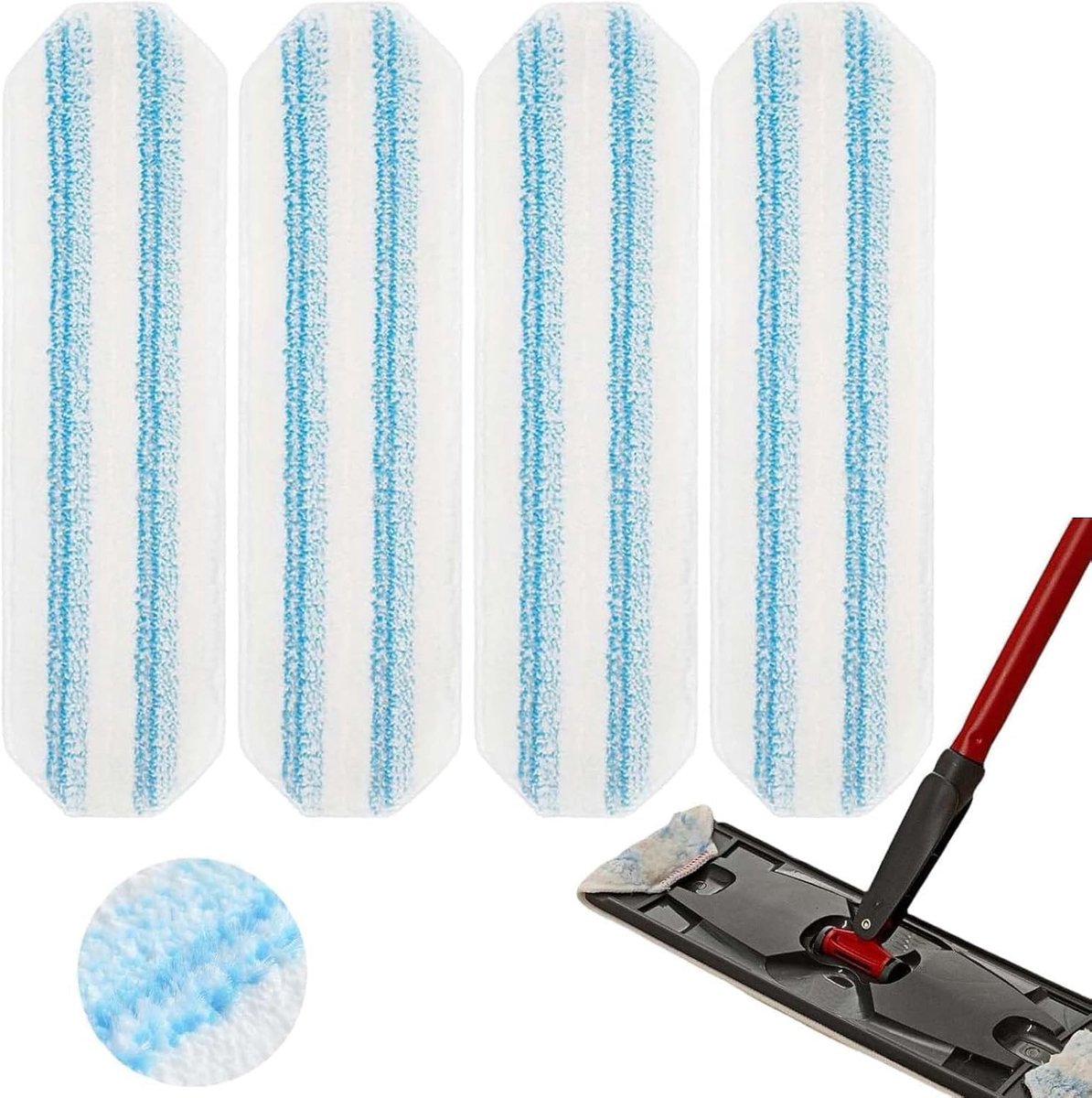 4-pack, mop pad replacement suitable for O Cedar H2prO mop system, mop head replacement suitable for V1188-MS101-01122-1