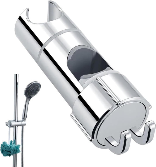 Slide Piece for Shower Rod - 18-25 mm - Hand Shower Bracket - With 2 Hooks - Chrome - Adjustable - ABS - Hand V1188-MS101-01124-1