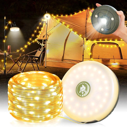Camping Light String 10 Meters - Ambience Strip - IPX4 Waterproof - Retractable - Rechargeable - Warm White | V1188-MS101-01127-1