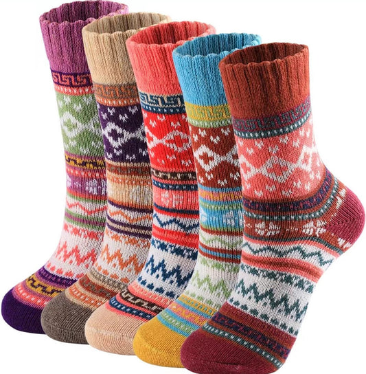 Warm Winter Socks for Women - Set of 5 Pairs - Vintage Design - Women's Socks - House Socks - Socks - Warm V1188-MS101-01131-1
