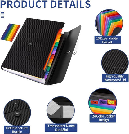 Project Folder - A4 - Foldable File Folder with Tabs - 13 Compartments - Storage Folder/Sorting Folder - V1188-MS101-01138-1