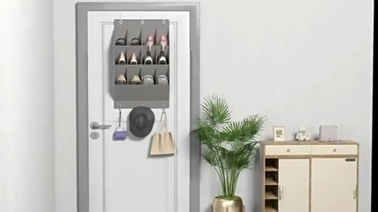Hanging Shoe Bag - Shoe Organizer - With Hooks - Door Organizer - Over-the-Door Shoe Organizer - Solution for V1188-MS101-01162-1