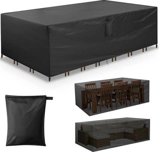 Waterproof Garden Set Protective Cover with Drawstring and Good Drainage - W242 x L160 x H100CM - Black V1188-MS101-01175-1
