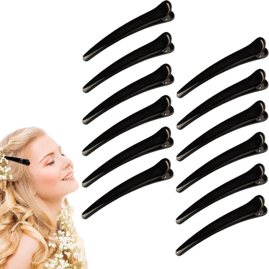 Hairdresser Hair Clips - 12 Pieces - Hair Clip - Sturdy Flat-Nose Hair Clip - Professional Hairdresser Hair V1188-MS101-01180-1