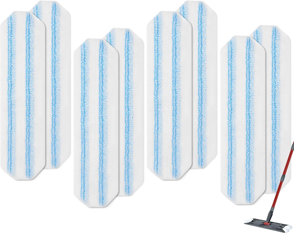8-Pack - Microfiber mop pad replacement suitable for O Cedar H2pro mop system - Mop head replacement suitable V1188-MS101-01187-1