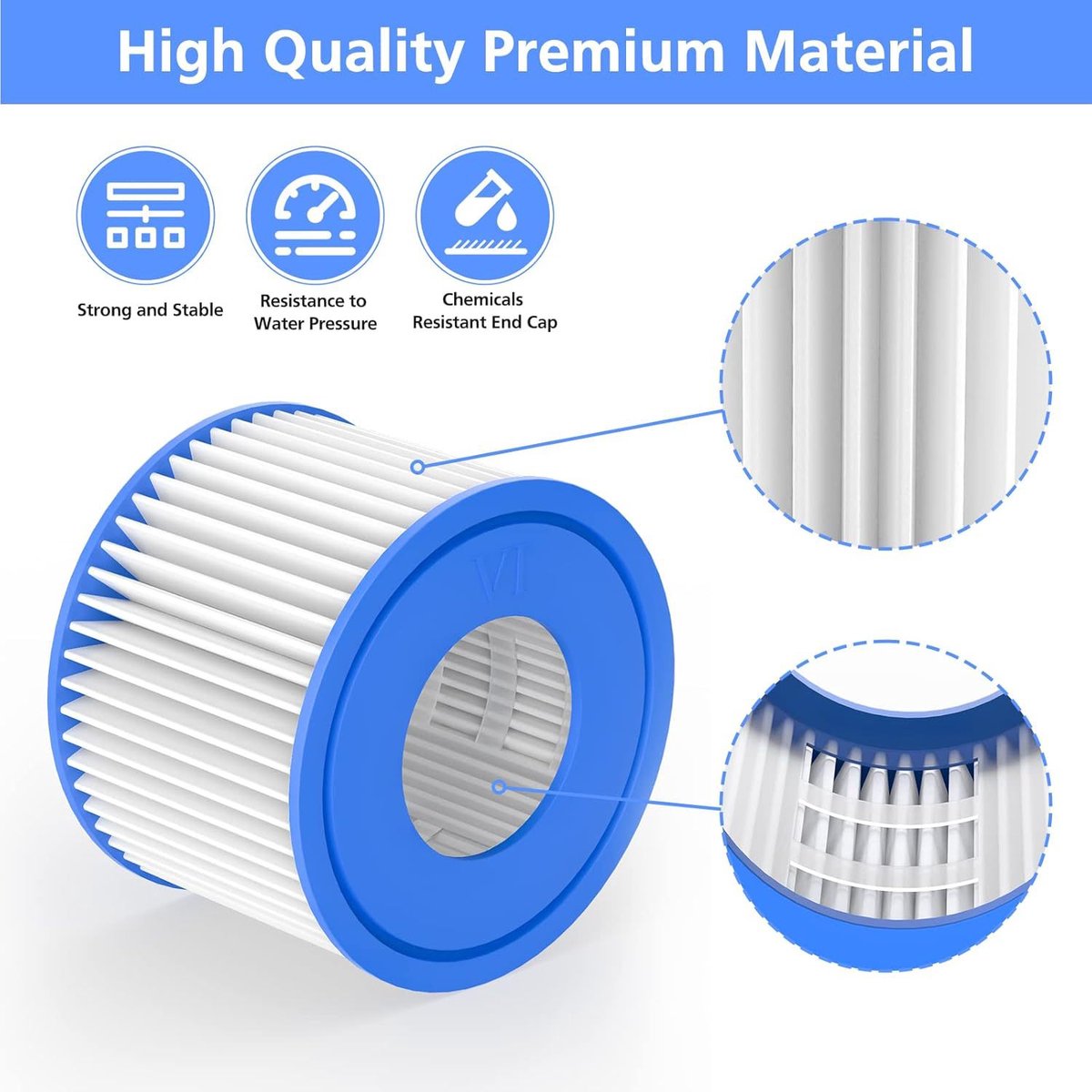4 x Filter VI for swimming pool - suitable for Bestway Miami, Lay-Z-Spa Pool filter - Filter cartridge VI V1188-MS101-01192-1