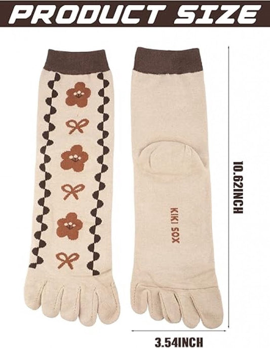 Toe Socks - Women's - Toe Socks - 6 Pairs - Cotton - Yoga Socks - Smooth Toe Seam - No Annoying Seams - Toe V1188-MS101-01193-1