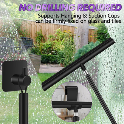 Extendable Shower Squeegee - Up to 120 CM - With Hanging Hook and Squeegee Cloth - Floor Squeegee / Window V1188-MS101-01194-1