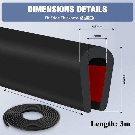 U-shaped rubber seal - Rubber profile - Flexible U-shaped rubber profile - Door edge protection strip - V1188-MS101-01198-1