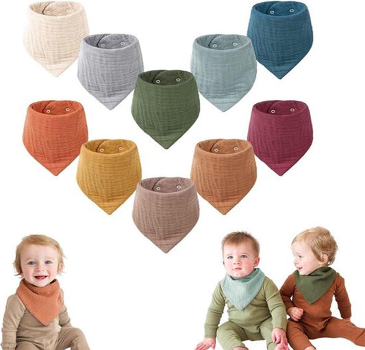 Baby Bibs - Set of 10 - Soft - Washable - Bibs - Drool Bibs - Drool Cloths for Babies and Children - Baby V1188-MS101-01200-1