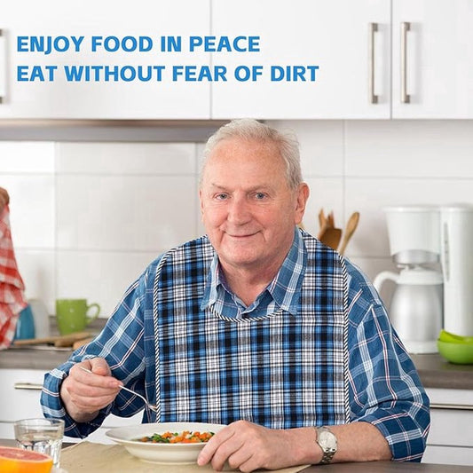 Washable Bib - 4 Pieces - Waterproof and Washable Bib - Bib for the Elderly - Large Bib, Senior Napkin - V1188-MS101-01207-1