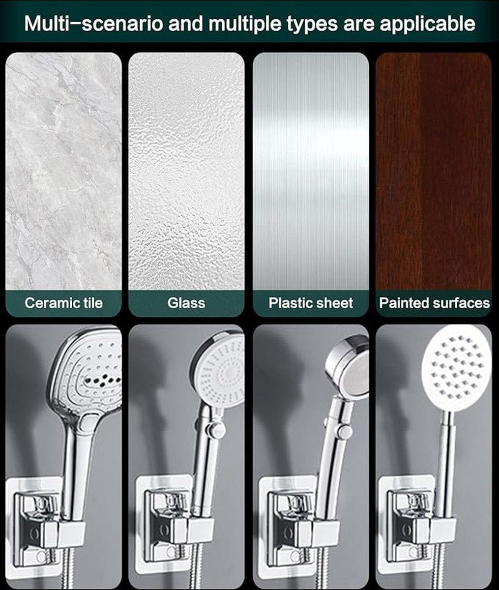 Shower Head Holder - 360 degrees Adjustable - Hand Shower Holder - Strong Paste - Water Resistant - No V1188-MS101-01210-1