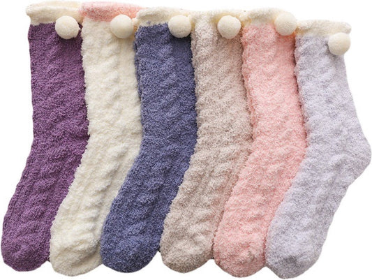 House Socks - 6 Pairs - Women's House Socks - Anti-Slip Socks - Fleece Socks - Thick Socks - One Size - 35-40 V1188-MS101-01224-1