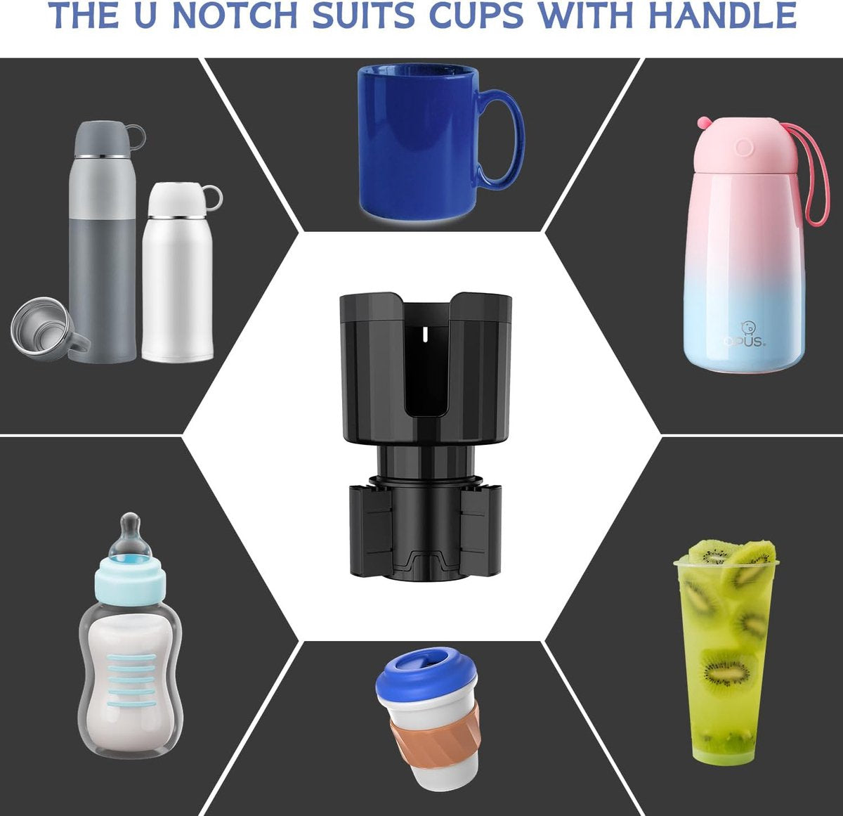 Car Cup Holder - Adjustable Cup Holder - Universal - Coffee Holder - Drink Holder - Soft Drink Holder - Large V1188-MS101-01225-1