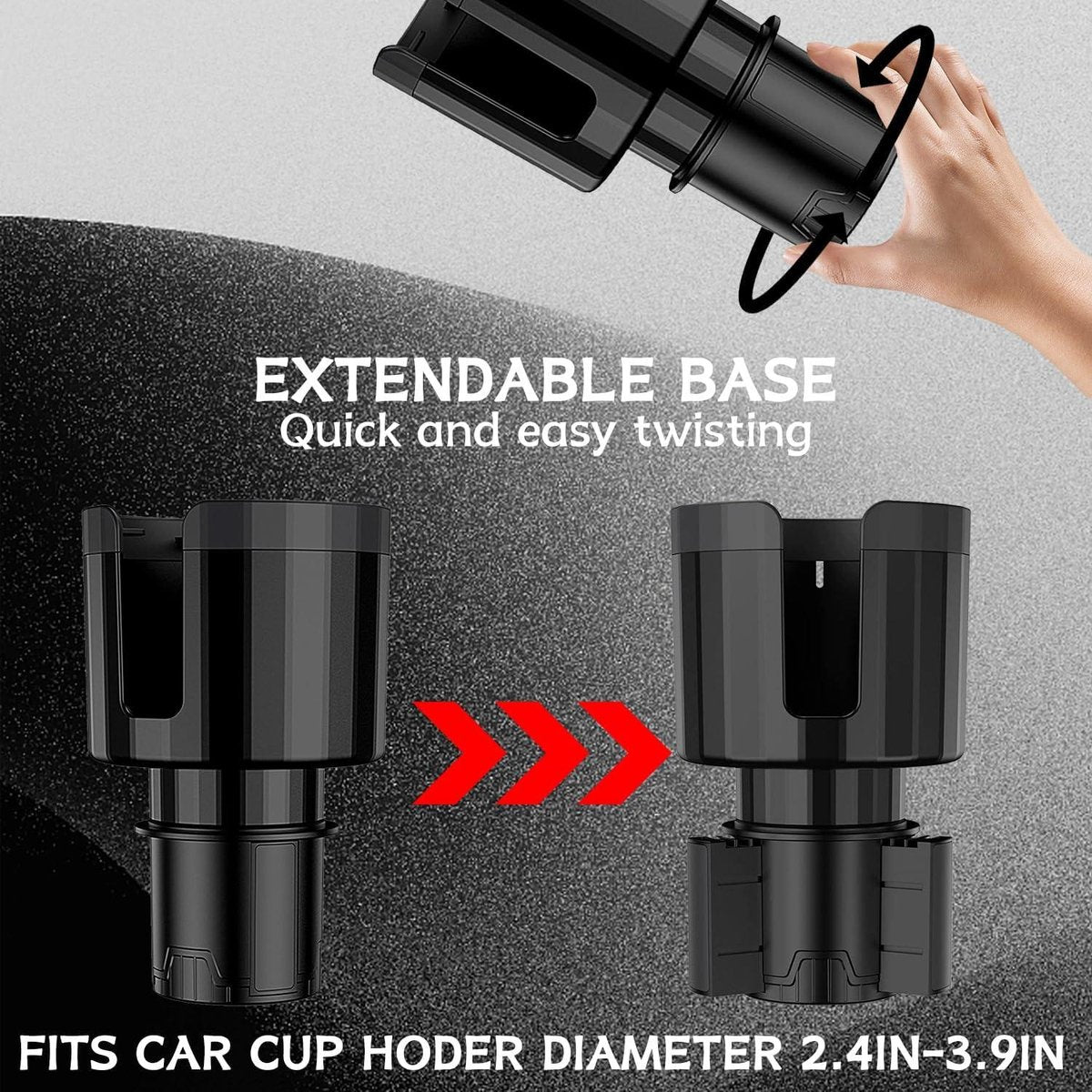 Car Cup Holder - Adjustable Cup Holder - Universal - Coffee Holder - Drink Holder - Soft Drink Holder - Large V1188-MS101-01225-1