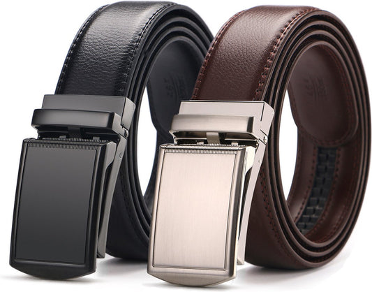 2 Pieces - Men's Belt - Leather Belt - Leather Belt - Shortenable - Adjustable - Automatic Buckle Belt - V1188-MS101-01229-1