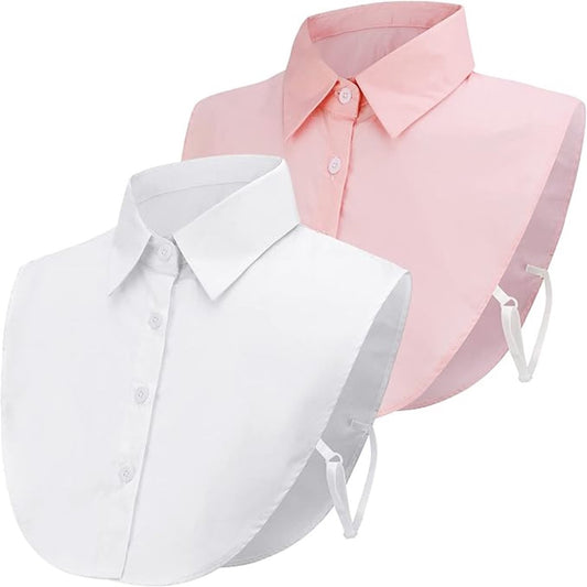 Set of 2 Women's Shirt Collars - Detachable Pointed Collar Basic - Collars for Women - Detachable Women's V1188-MS101-01231-1