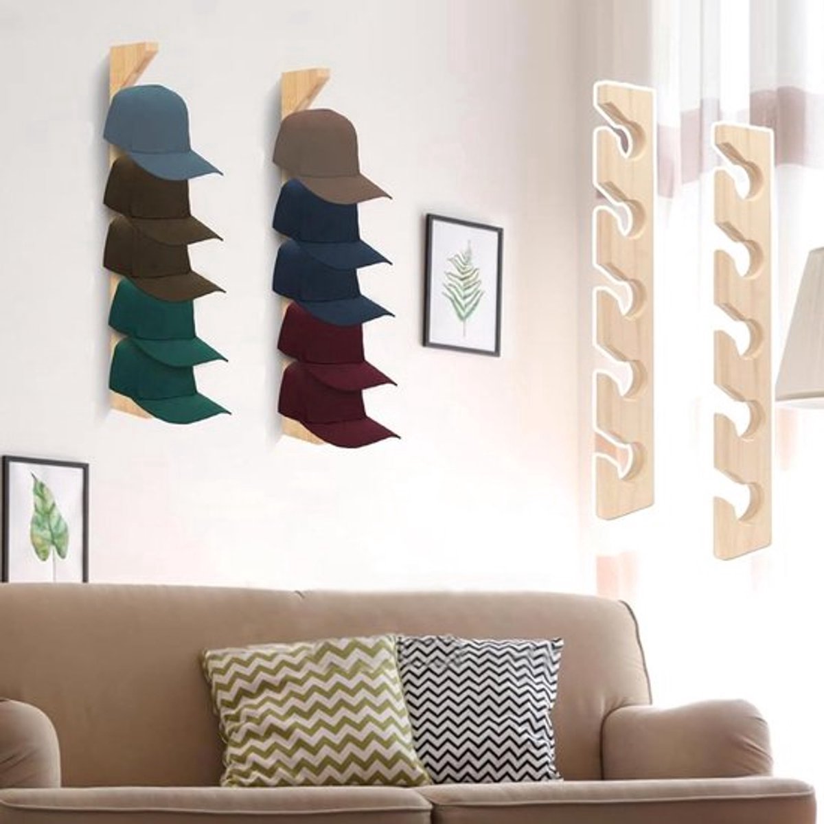 Hat Rack - 2 Pieces - Cap Rack - Cap Holder - Storage for Caps and Holders - Organizer for Caps - Coat Hook - V1188-MS101-01232-1