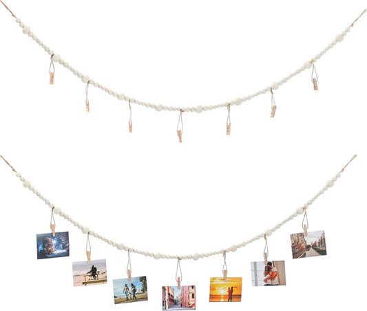 Photo Garland - Hanging Card/Photo Garland - Photo Rope 120 Cm - Photo Hanging Display With 7 Photo Clips - V1188-MS101-01234-1