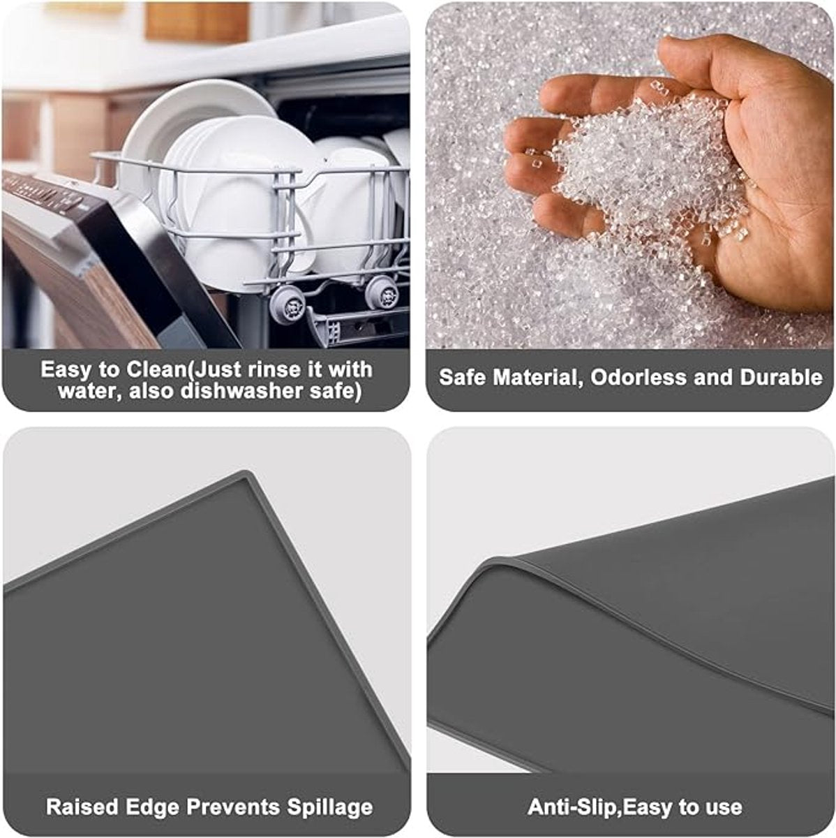 Silicone mat under coffee maker - 48x30cm - non-slip mat for coffee maker - barista accessories - grey V1188-MS101-01250-1