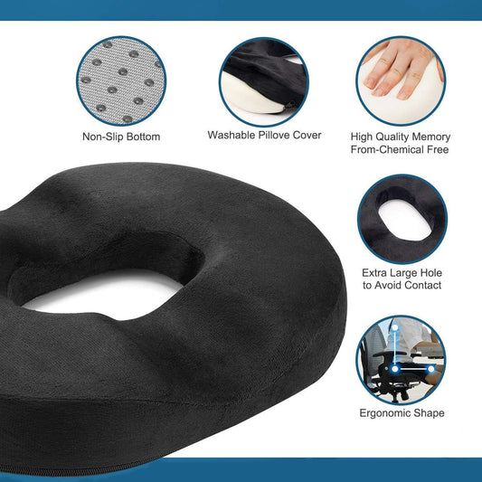 Donut Pillow-Hemorrhoid Pillow-Memory Foam Pillow for Pregnancy-Coccyx-Orthopedic & Ergonomic For Car And V1188-MS101-01257-1