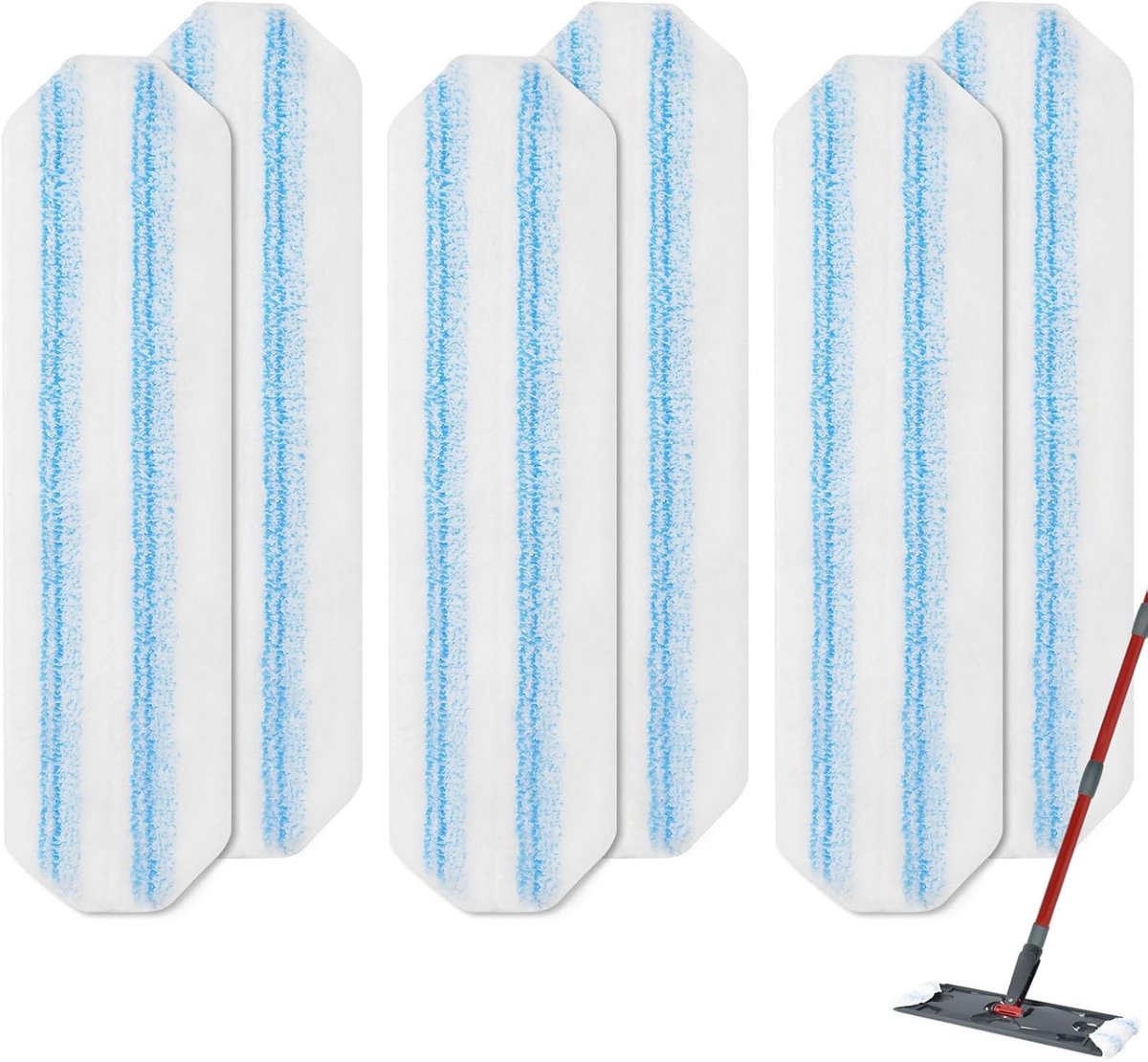 6-Pack - Microfiber mop pad replacement suitable for O Cedar H2pro mop system - Mop head replacement suitable V1188-MS101-01258-1