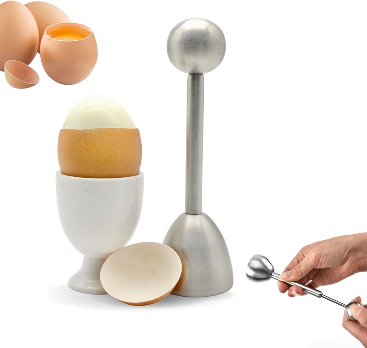 Eggshell Cutter - Stainless Steel - Egg Cutters - Eggshell Opener - Egg Decapitator - Egg Topper - Egg V1188-MS101-01263-1