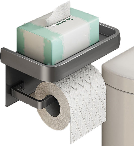 Toilet Roll Holder - With Shelf - Stainless Steel - High Load Capacity - Portable - Water Resistant - V1188-MS101-01270-1