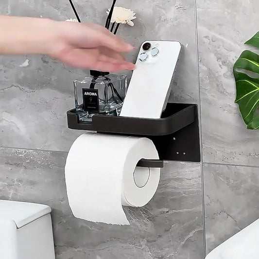Toilet Roll Holder - With Shelf - Stainless Steel - High Load Capacity - Portable - Water Resistant - V1188-MS101-01270-1