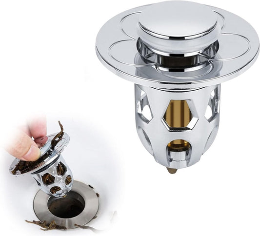 Universal Sink Stopper - Pop-Up Washbasin Stopper - Washbasin Drain Plug - Drain Stopper - Drain Strainer - V1188-MS101-01271-1