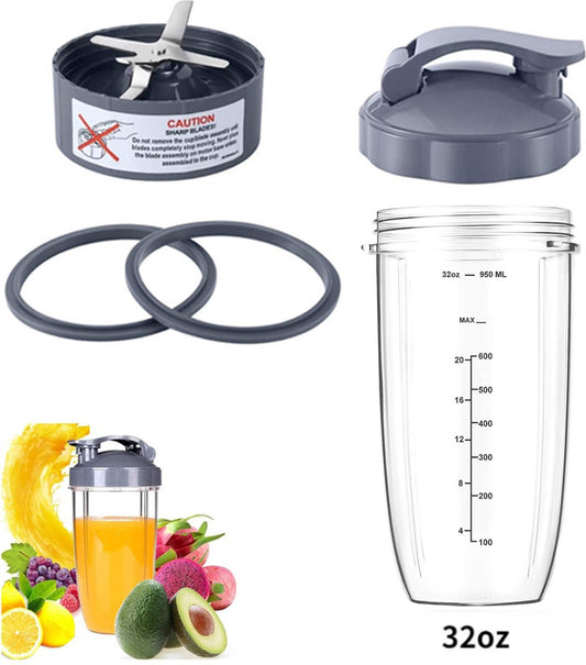 5 Pieces - Suitable for Nutribullet Blender Cup and Blade Replacement Set - Includes Large 32 Oz Cup - 1 V1188-MS101-01272-1