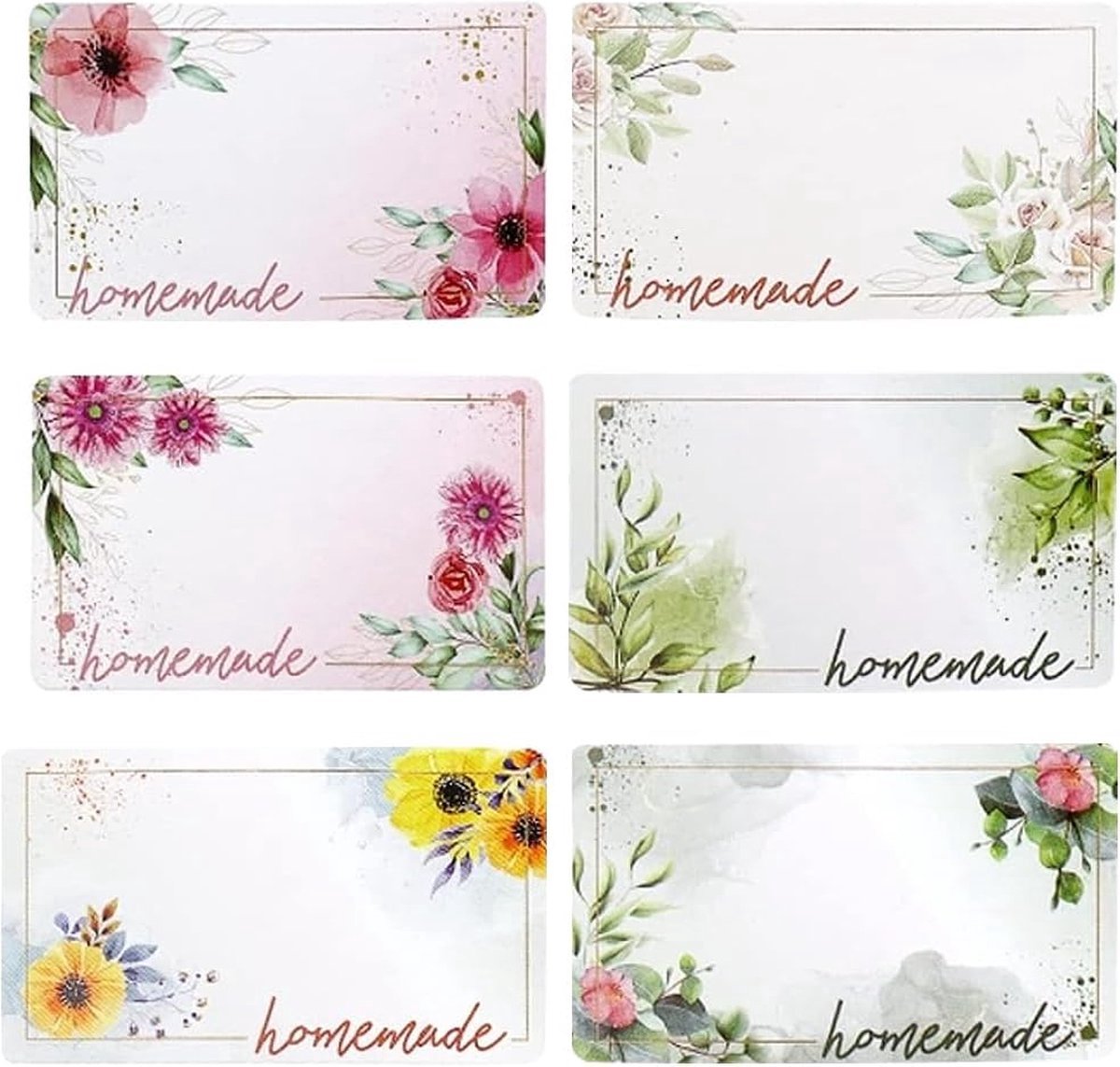 500 Pieces Jam Labels - Self-Adhesive Label - Flower Rectangular Jar Sticker Labels - For Freezer and V1188-MS101-01277-1
