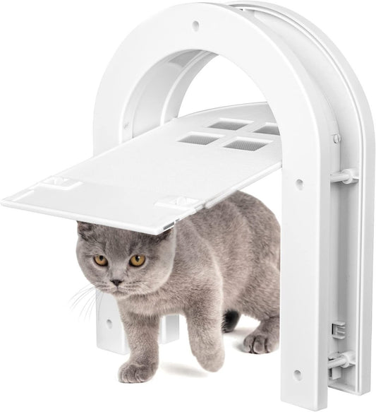 Cat flap - Cat flaps - Cat flap with tunnel - Small cat flap - Cat door - White - Magnetic closure - V1188-MS101-01286-1