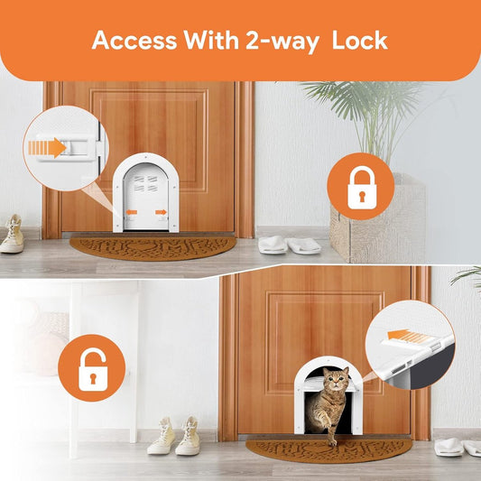 Cat flap - Cat flaps - Cat flap with tunnel - Small cat flap - Cat door - White - Magnetic closure - V1188-MS101-01286-1