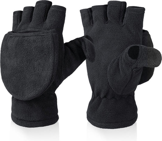 Fingerless Knitted Gloves with Hood - Winter Gloves - , Fingerless Polar Fleece Gloves - Fingerless Warm V1188-MS101-01291-1