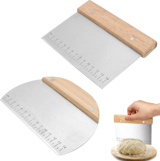 Dough Scraper - 2 Pieces - Dough Scraper - Dough Cutter - Dough Cutter - Cake Scraper - Semi-Round Dough V1188-MS101-01292-1
