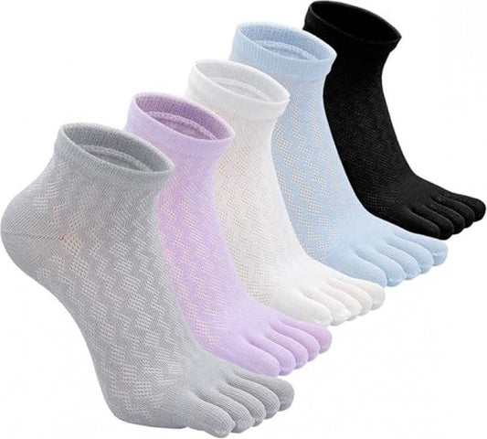 Toe Socks - Women's - Toe Socks - 5 Pairs - Cotton - Yoga Socks - Smooth Toe Seam - No Annoying Seams - Toe V1188-MS101-01294-1
