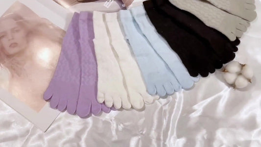 Toe Socks - Women's - Toe Socks - 5 Pairs - Cotton - Yoga Socks - Smooth Toe Seam - No Annoying Seams - Toe V1188-MS101-01294-1