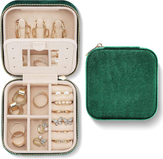 Mini Jewelry Box - Luxury Jewelry Box - With Mirror - Jewelry Box - Flannel - Jewelry Holder - Jewelry V1188-MS101-01306-1