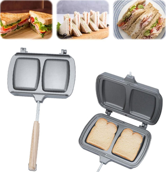 Reversible Sandwich Maker - Double-Sided Frying Pan - Contact Grill - Non-Stick Gas Toaster - Sandwich Plate V1188-MS101-01311-1