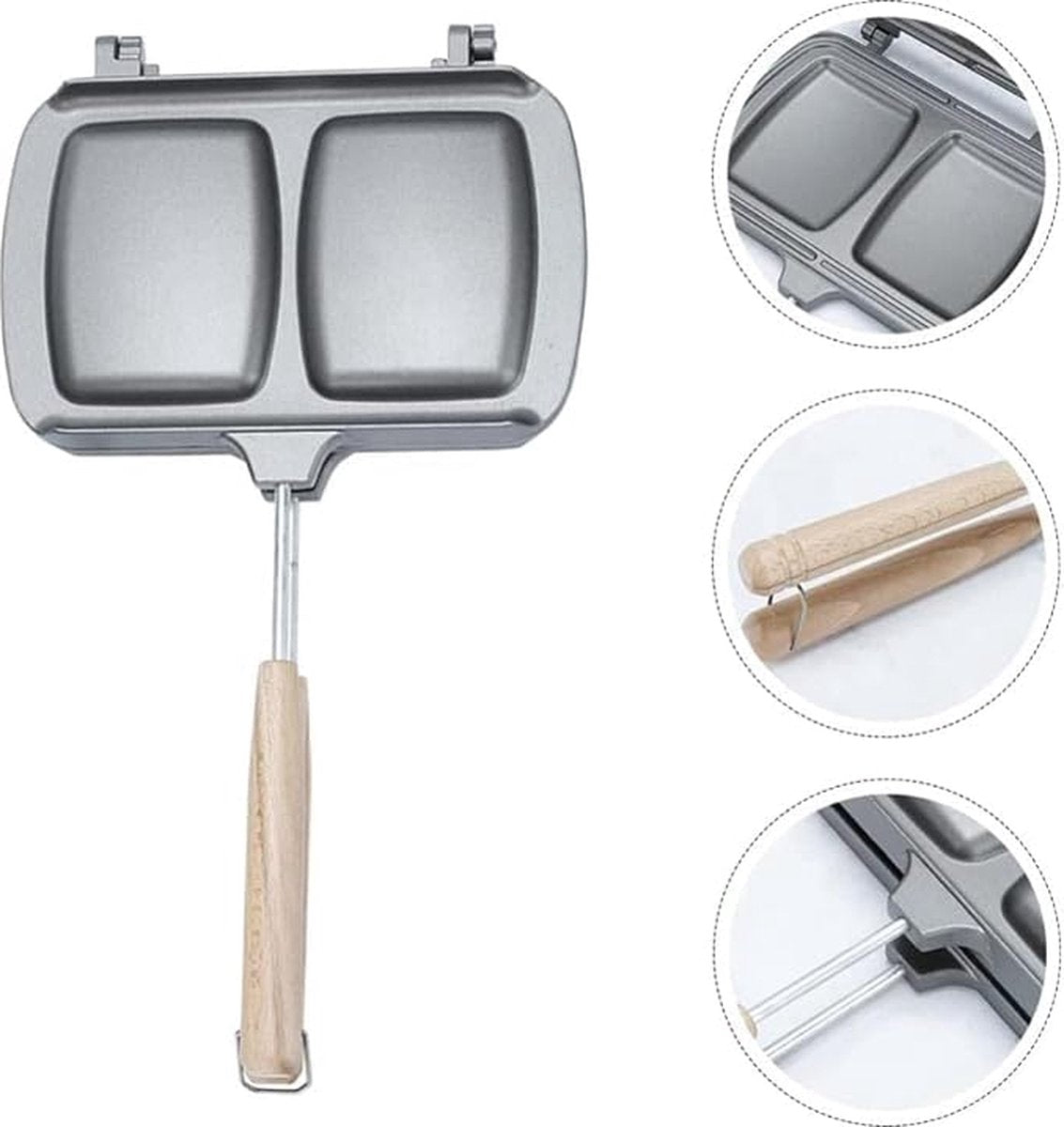 Reversible Sandwich Maker - Double-Sided Frying Pan - Contact Grill - Non-Stick Gas Toaster - Sandwich Plate V1188-MS101-01311-1