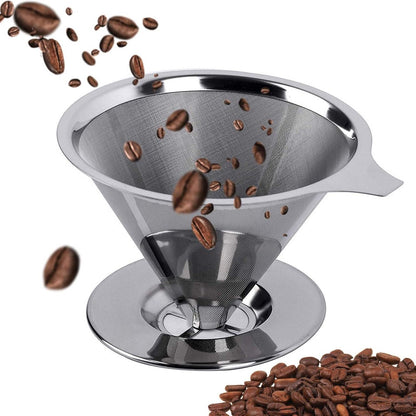 Reusable coffee filter for 6 cups - stainless steel permanent filter - clean after use V1188-MS101-01316-1
