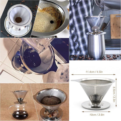 Reusable coffee filter for 6 cups - stainless steel permanent filter - clean after use V1188-MS101-01316-1