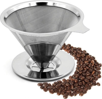 Reusable coffee filter for 6 cups - stainless steel permanent filter - clean after use V1188-MS101-01316-1