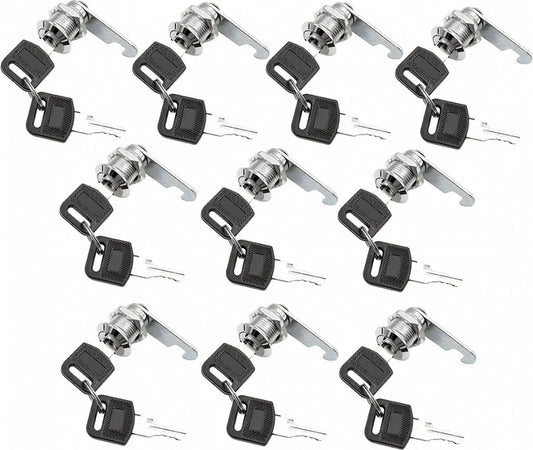 Tilt Lock - 10 Pieces - Locker Lock - Letterbox Lock - 16 mm - Includes 20 Keys - Furniture Lock - Drawer V1188-MS101-01320-1