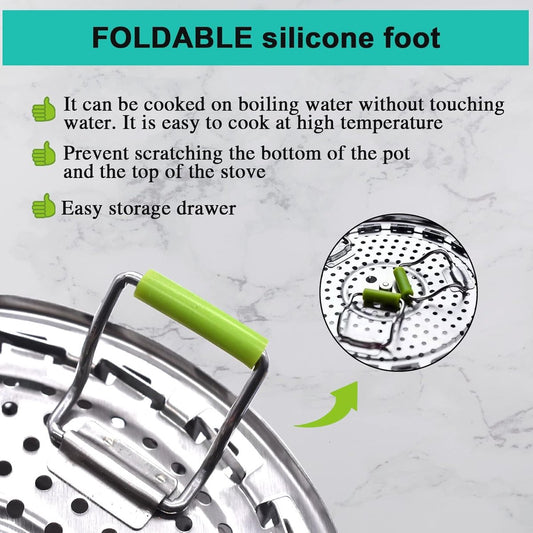 Stainless Steel Steaming Rack - Steamer Basket Pan - Steamer Basket for Vegetables - Vegetable Steamer - V1188-MS101-01346-1
