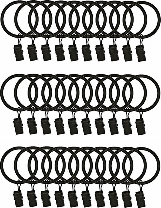 30 Pieces Curtain Rings with Clips - Curtain Rings - Thicker - 32mm - Stainless Steel - Shower Curtain Rings V1188-MS101-01347-1