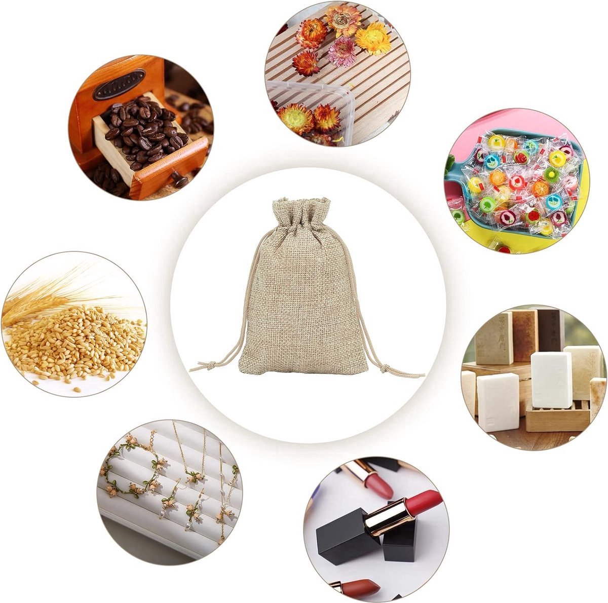 Jute Bags - 7 x 9 cm - 50 Pieces V1188-MS101-01348-1